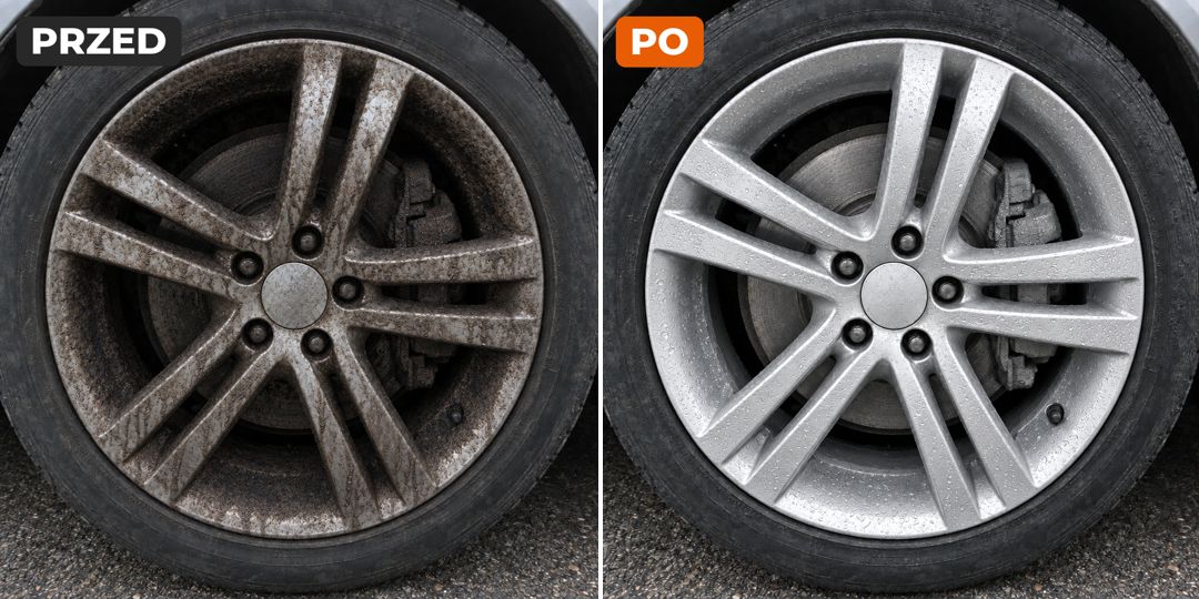 Środek felgi przed i po myciu